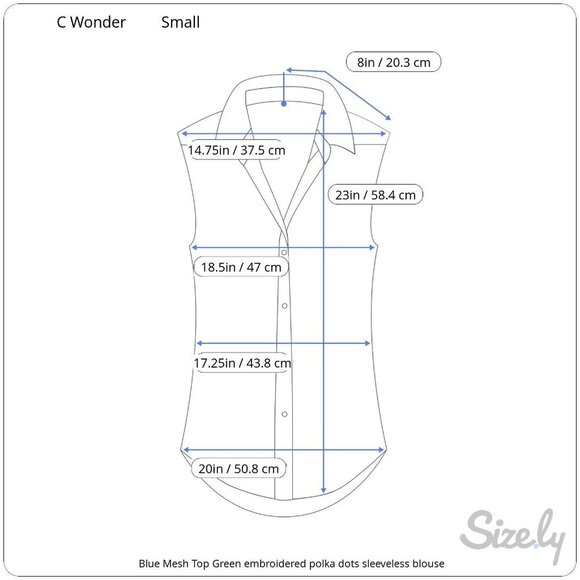 C Wonder Sleeveless Sheer Split Neck Green Polka Dot Pleat Blouse Camisole Small - Picture 8 of 9